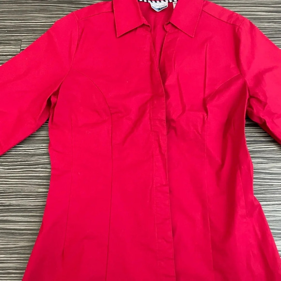 WOMEN'S RIDERS BY LEE TOP BLOUSE SHIRT Size S Stretch 3/4 SLEEVE Buttons - Picture 3 of 8